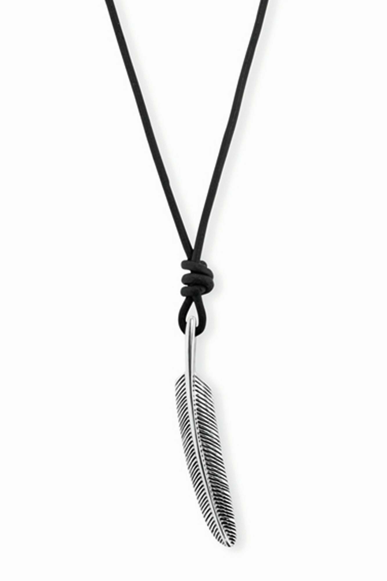 Anhänger mit Kette 925/- Sterling Silber Feder Lederkette 41183842500702 Anhänger mit Kette 925/- Sterling Silber Feder Lederkette 41183842500702