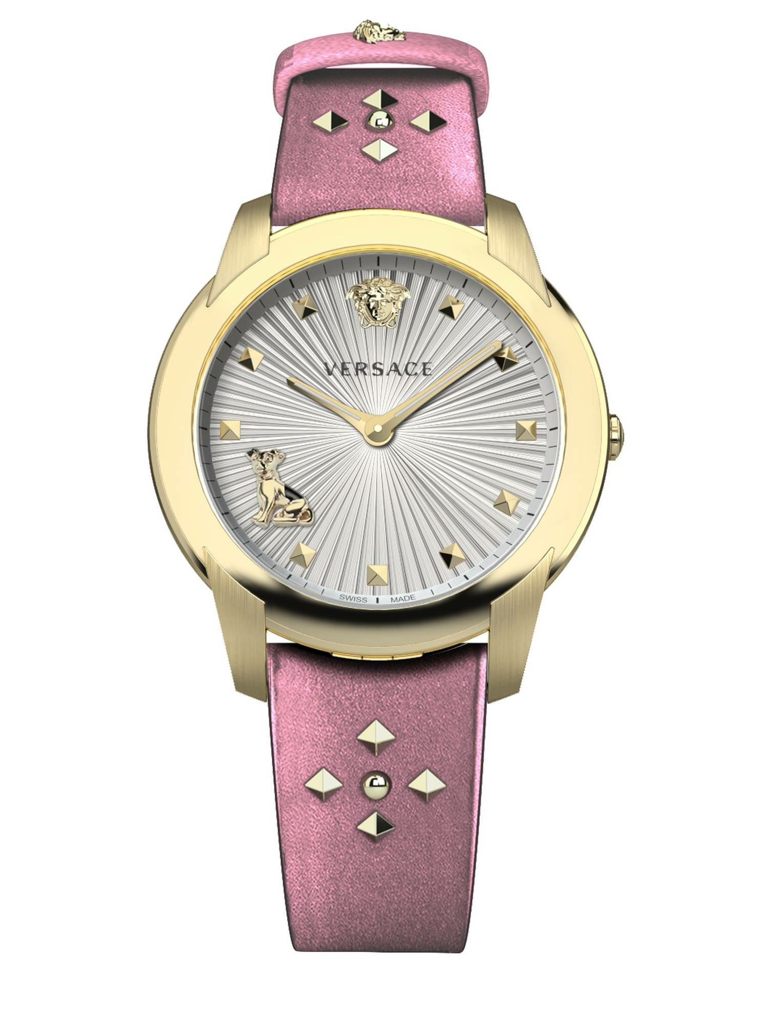 Versace Damen Armbanduhr Audrey 38 mm goldfarbenene Nieten am Armband Armband L... Versace Damen Armbanduhr Audrey 38 mm goldfarbenene Nieten am Armband Armband L...