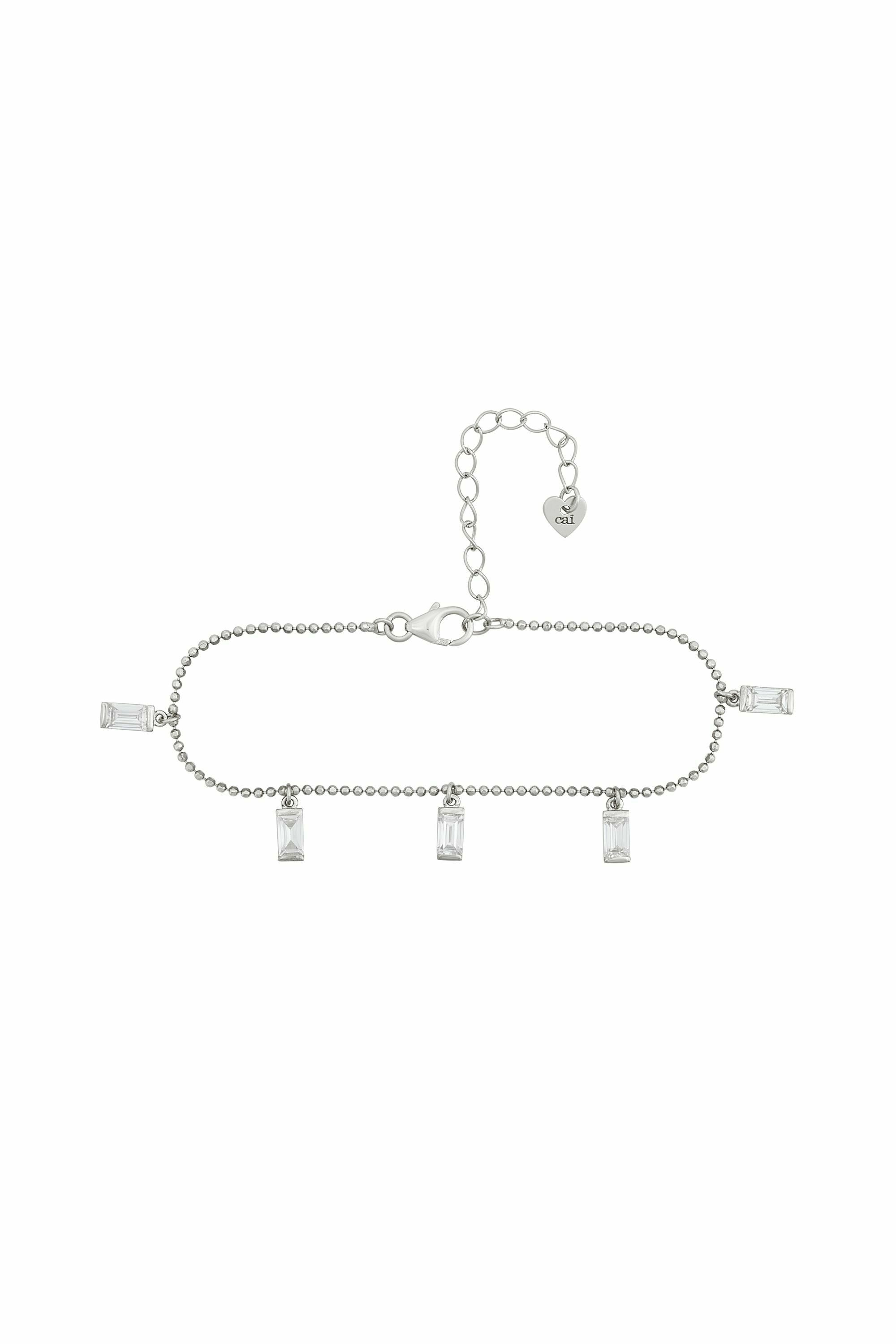 Armband 925/- Sterling Silber rhodiniert Anhänger Zirkonia Baguette 411847996212...