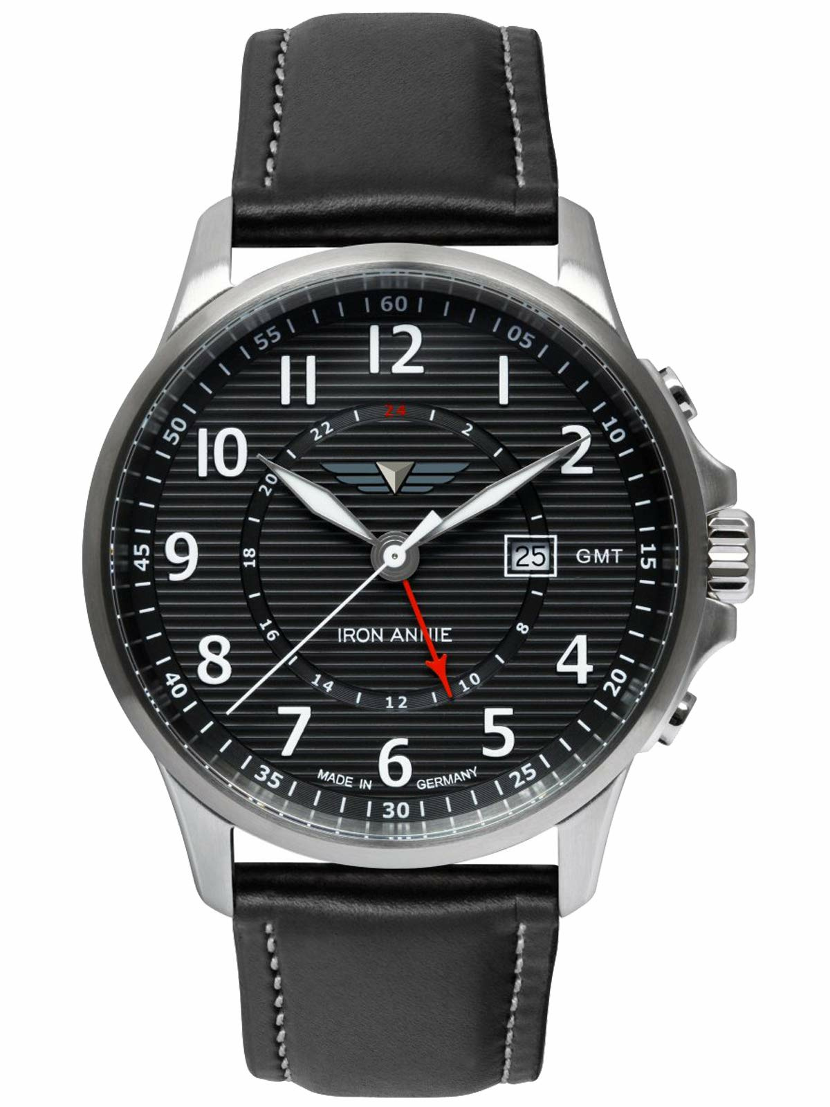 Iron Annie Herren Analoguhr mit schwarzem Lederarmband Silber 58402 Iron Annie Herren Analoguhr mit schwarzem Lederarmband Silber 58402