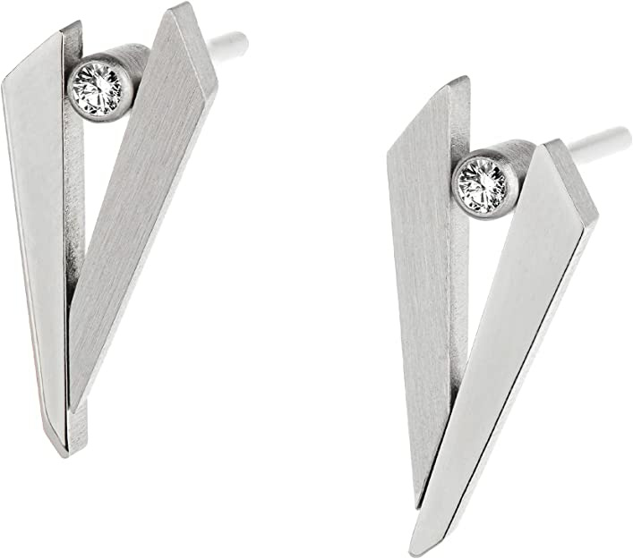 Ernstes Design Ohrringe Ohrstecker E609 mit Brillant 0.04 ct. Edelstahl – Bild 2