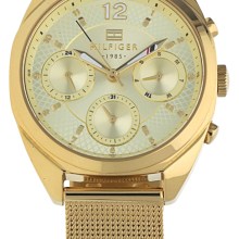 Tommy Hilfiger Damenuhr Chronograph Goldfarben Edelstahl Milanaise-Band TH 1781... Tommy Hilfiger Damenuhr Chronograph Goldfarben Edelstahl Milanaise-Band TH 1781...