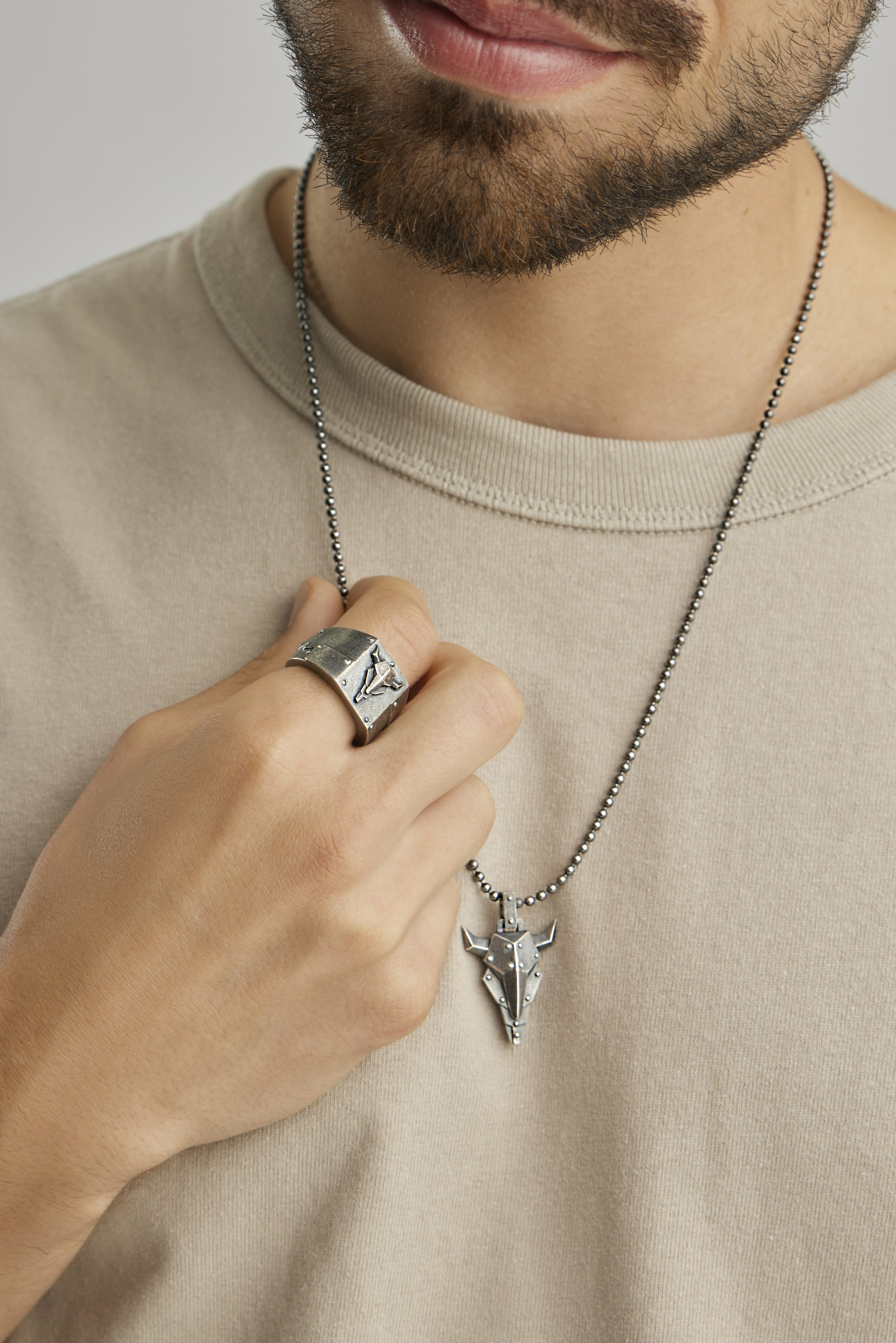 Anhänger mit Kette 925/- Silber oxidiert Bullhead 41184471908446 Anhänger mit Kette 925/- Silber oxidiert Bullhead 41184471908446