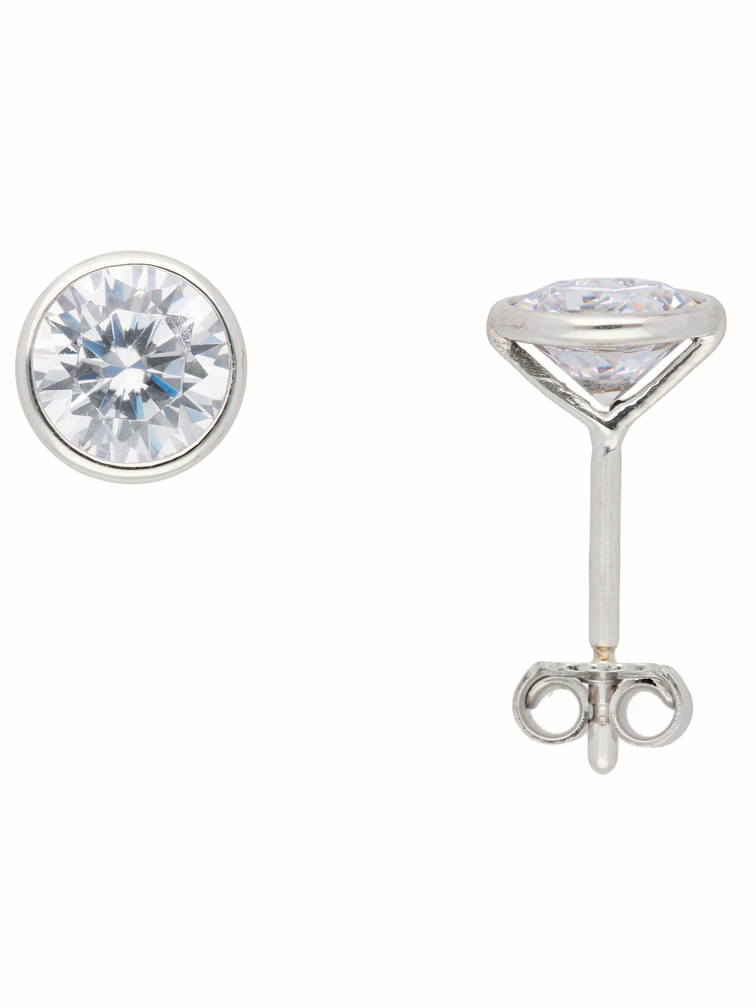Damen 333 Weißgold Ohrringe  Ohrstecker mit Zirkonia Ø 6 mm – Bild 2