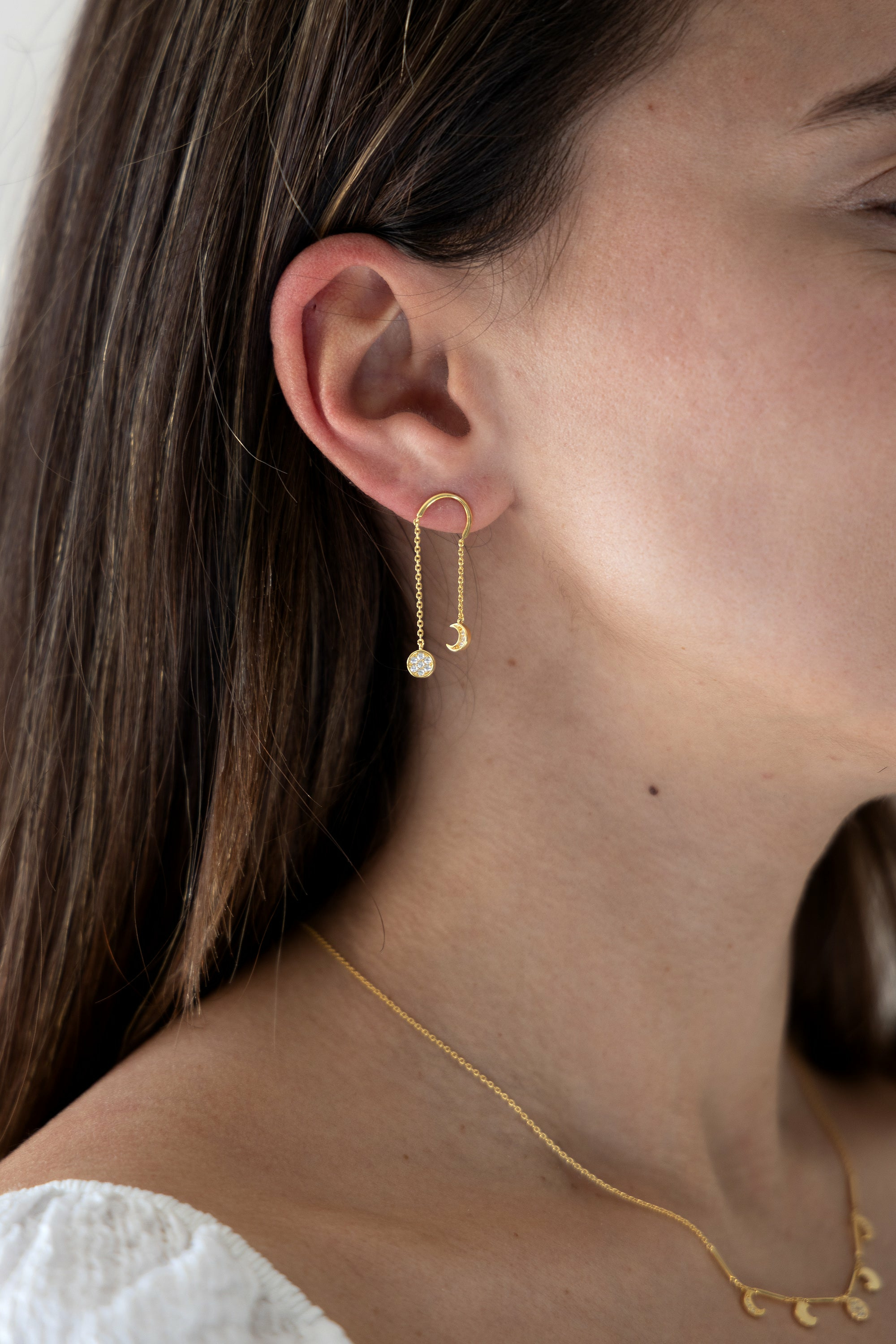 Ohrringe 925 Silber vergoldet Anhänger Mondphasen Zirkonia 41185098530910 Ohrringe 925 Silber vergoldet Anhänger Mondphasen Zirkonia 41185098530910