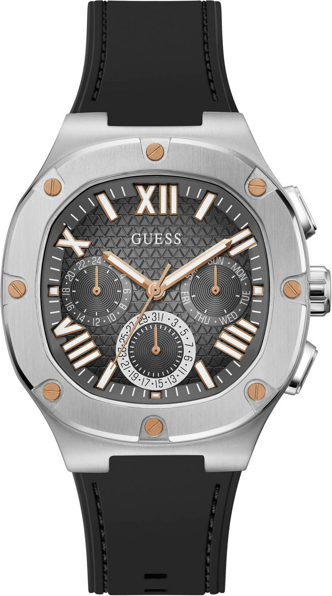 Guess Herren Armbanduhr Multifunktion Headline schwarz, silber 42 mm GW0571G1 Guess Herren Armbanduhr Multifunktion Headline schwarz, silber 42 mm GW0571G1