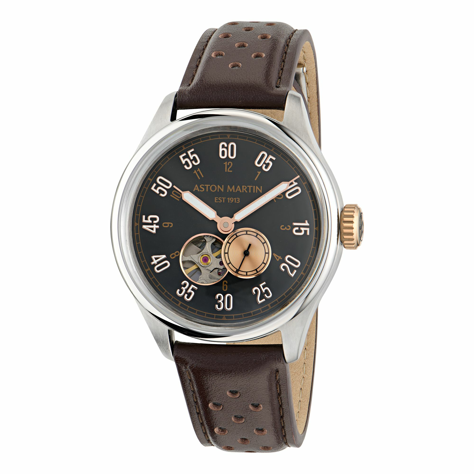 Aston Martin Automatikuhr Herren Uhr AML Timeless Braun Leder MTTS1F501 – Bild 3