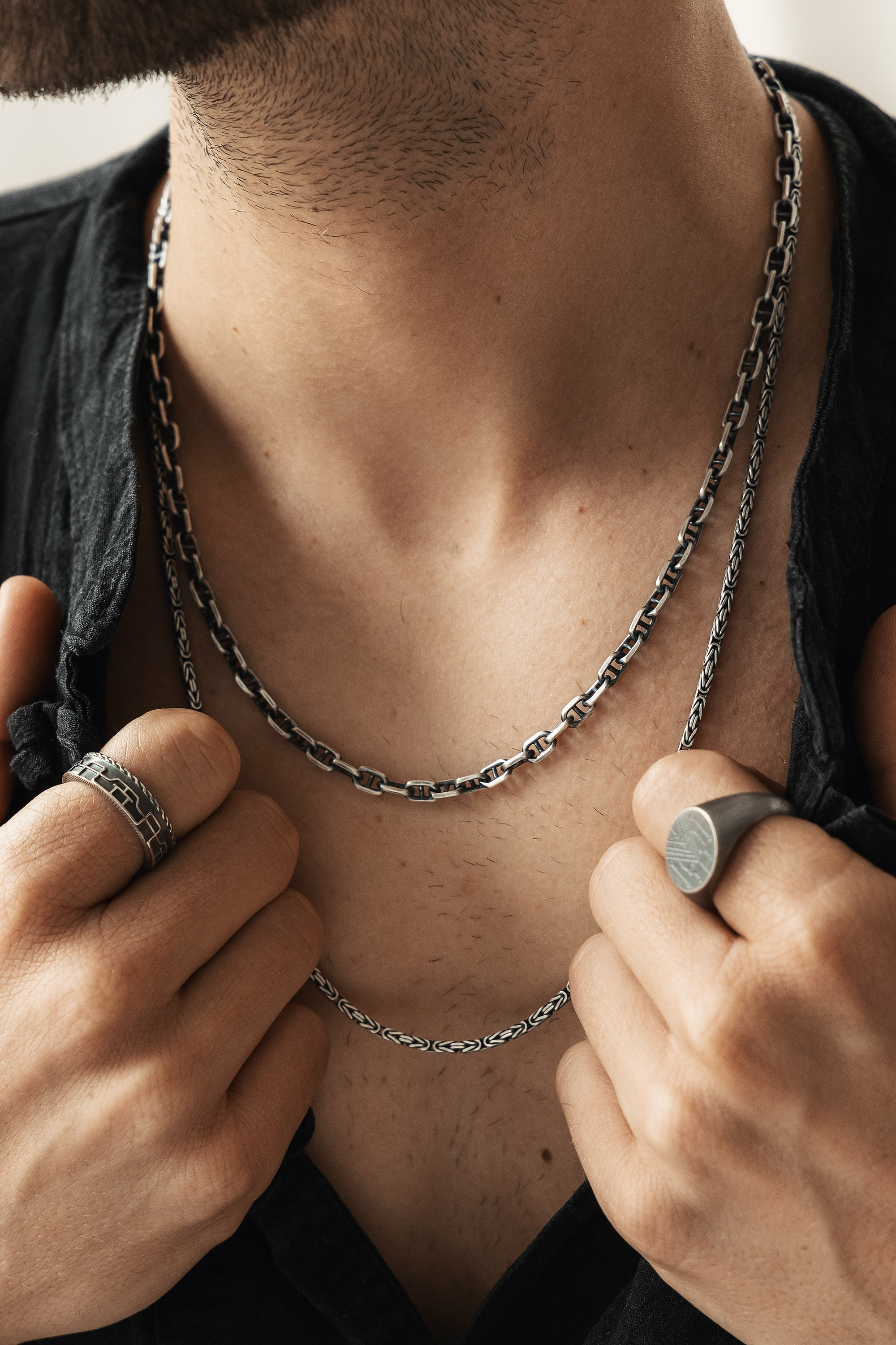 Kette 925 Sterling Silber oxidiert Steg-Anker Kette 41185116094558 – Bild 3