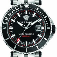 Versace V-Race Diver Herrenuhr Silber Stahl Schwarzes Zifferblatt 46mm VEAK00318 Versace V-Race Diver Herrenuhr Silber Stahl Schwarzes Zifferblatt 46mm VEAK00318