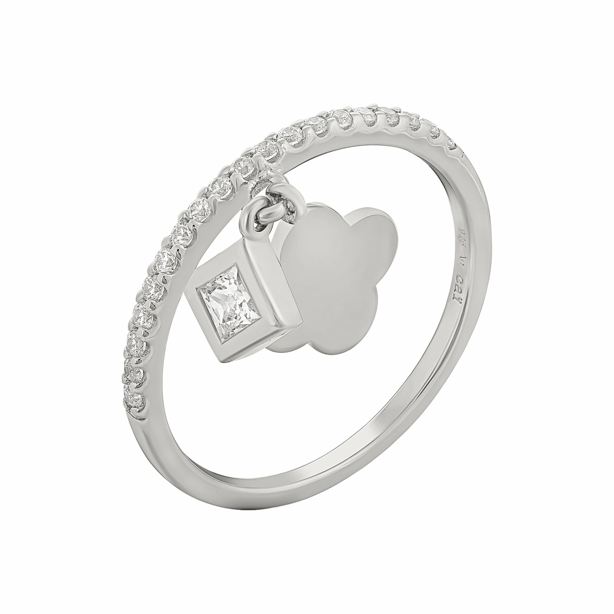 Ring 925 Sterling Silber rhodiniert mit Anhängern Kleeblatt Zirkonia 41184895336... Ring 925 Sterling Silber rhodiniert mit Anhängern Kleeblatt Zirkonia 41184895336...