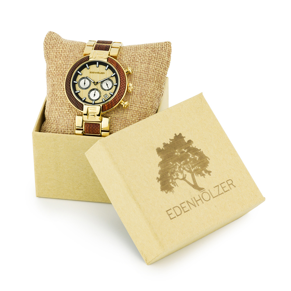 Edenhölzer Holzuhr Herren Armbanduhr Chronograph Sumba ED066-003 Edenhölzer Holzuhr Herren Armbanduhr Chronograph Sumba ED066-003