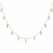 Collier 925 Sterling Silber gelb vergoldet Anhänger Zirkonia Baguette Pastell 41... Collier 925 Sterling Silber gelb vergoldet Anhänger Zirkonia Baguette Pastell 41...