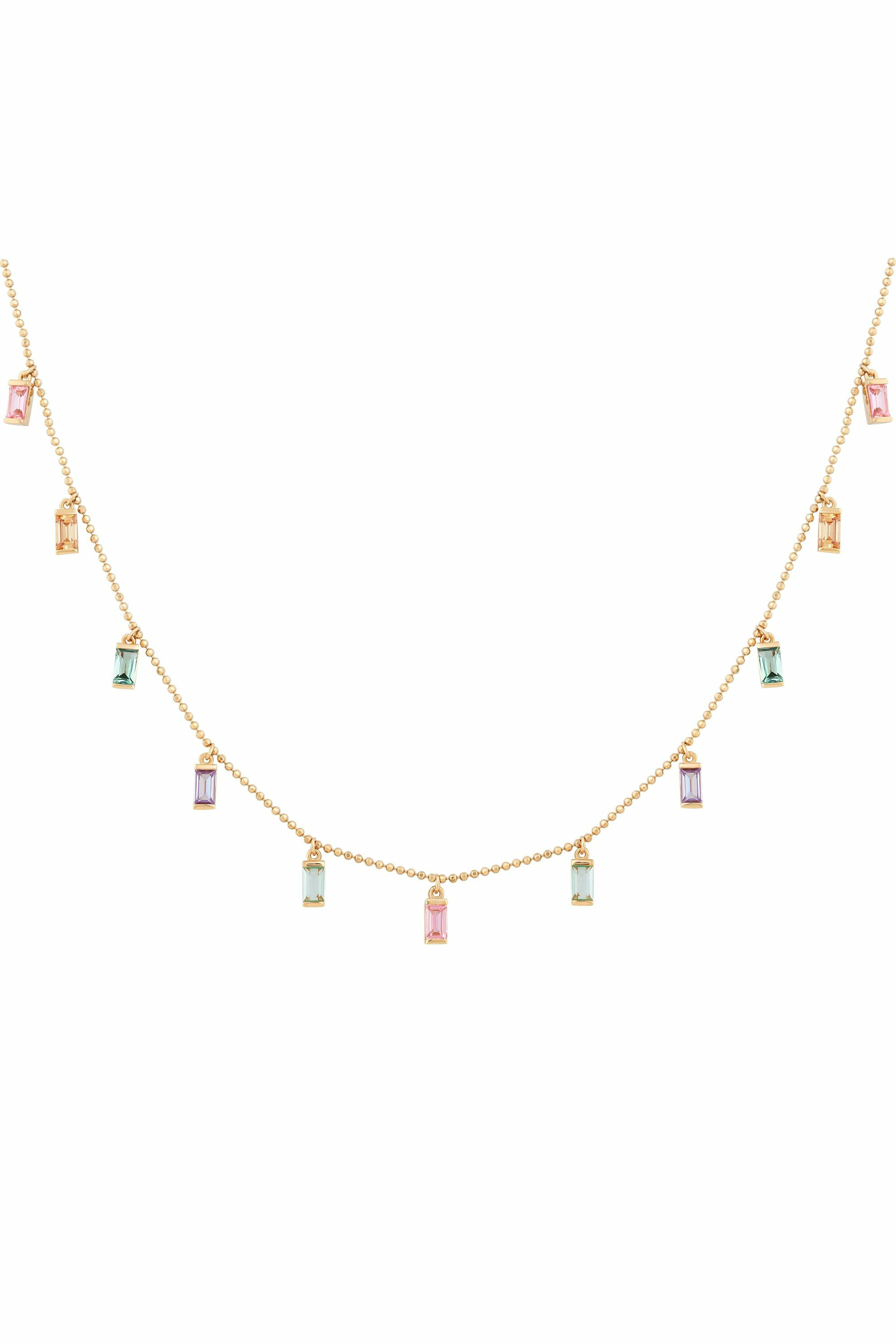 Collier 925 Sterling Silber gelb vergoldet Anhänger Zirkonia Baguette Pastell 41... Collier 925 Sterling Silber gelb vergoldet Anhänger Zirkonia Baguette Pastell 41...