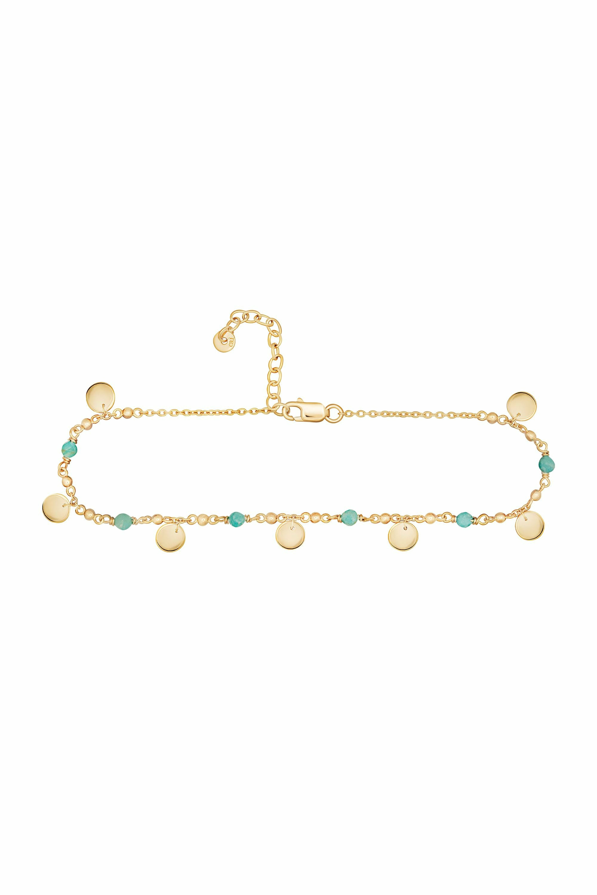 Fußkette 925 Silber vergoldet Amazonit Plättchen 41185000161374