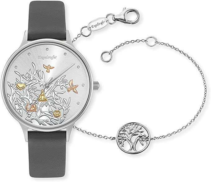 Engelsrufer Damen Uhr Set Lebensbaum Leder grau ERWO-TREE-03 Engelsrufer Damen Uhr Set Lebensbaum Leder grau ERWO-TREE-03