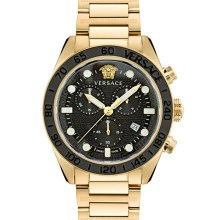 Versace Armbanduhr Unisex VE6K00523 Greca Dome Chrono Gold/Schwarz Versace Armbanduhr Unisex VE6K00523 Greca Dome Chrono Gold/Schwarz