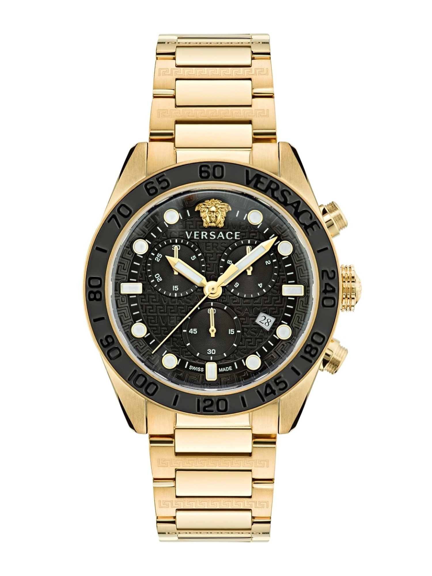 Versace Armbanduhr Unisex VE6K00523 Greca Dome Chrono Gold/Schwarz Versace Armbanduhr Unisex VE6K00523 Greca Dome Chrono Gold/Schwarz