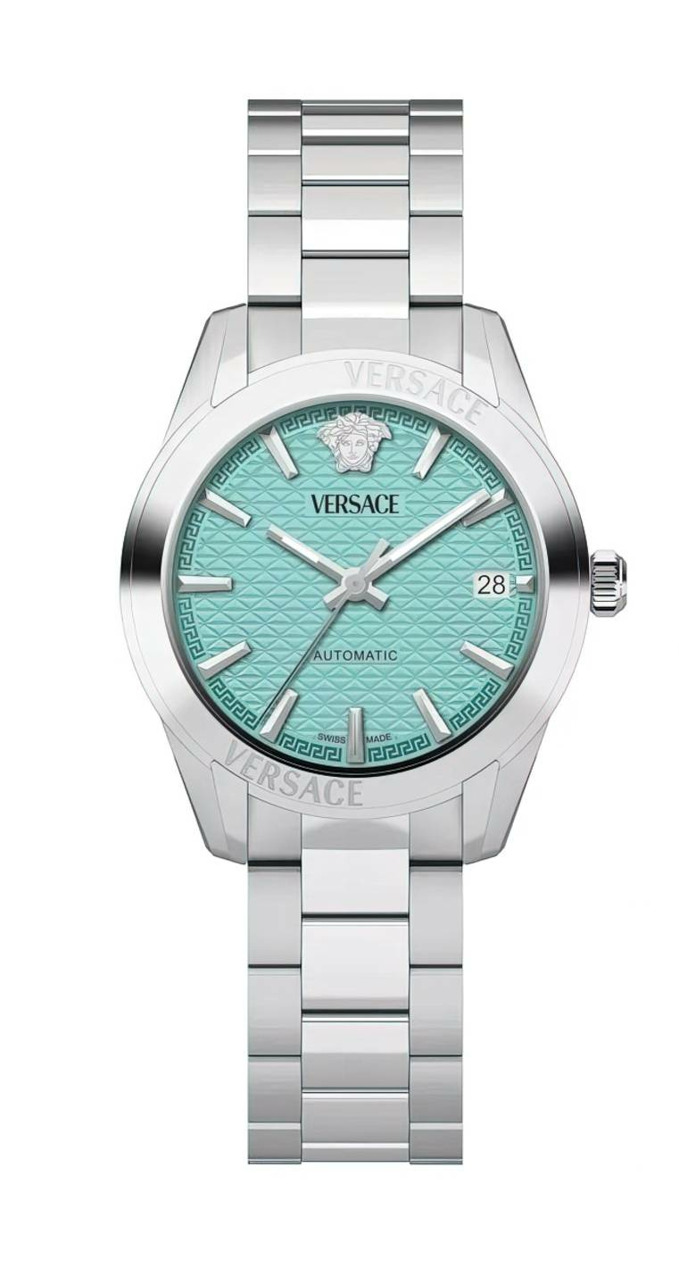 Versace Damen Automatikuhr Greca Classic Silber Türkis VESCA0324 Versace Damen Automatikuhr Greca Classic Silber Türkis VESCA0324