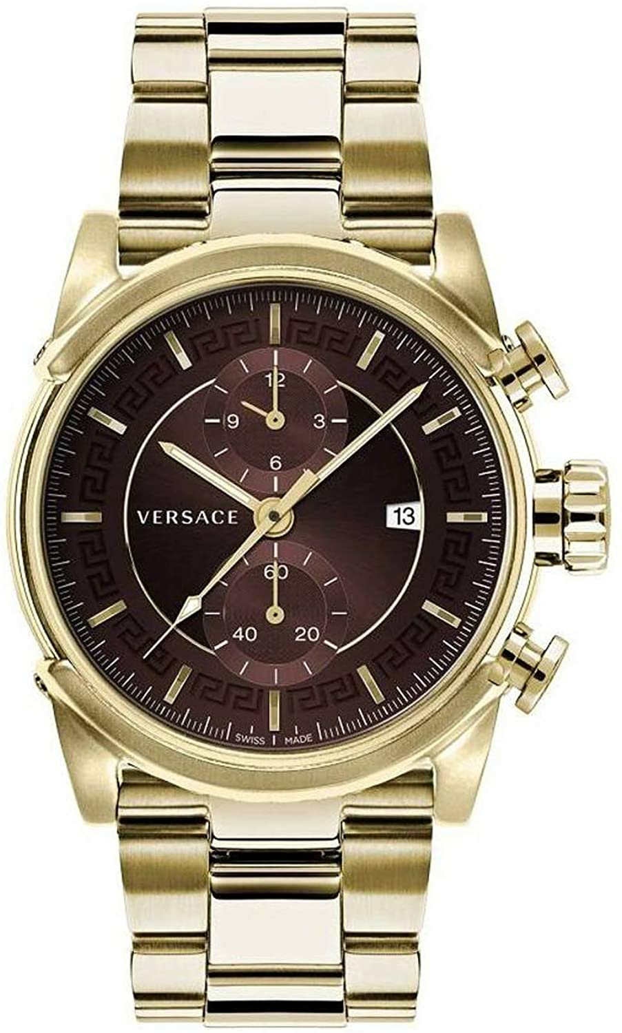 Versace Chrono Urban Herrenuhr Gold Edelstahl Braun Zifferblatt 44mm VEV400619 Versace Chrono Urban Herrenuhr Gold Edelstahl Braun Zifferblatt 44mm VEV400619