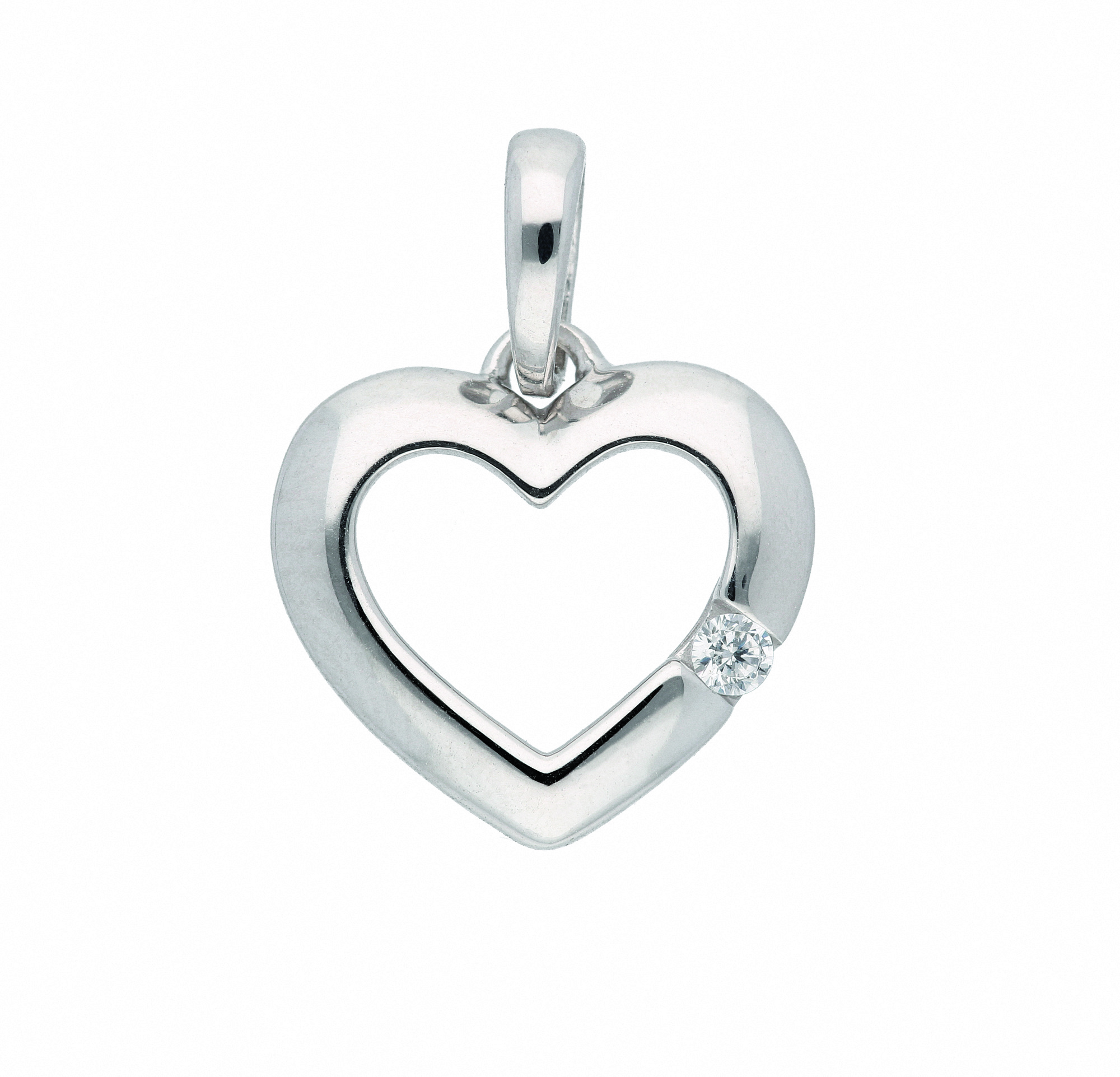 Damen 333 Weißgold Anhänger Herz mit Zirkonia Damen 333 Weißgold Anhänger Herz mit Zirkonia