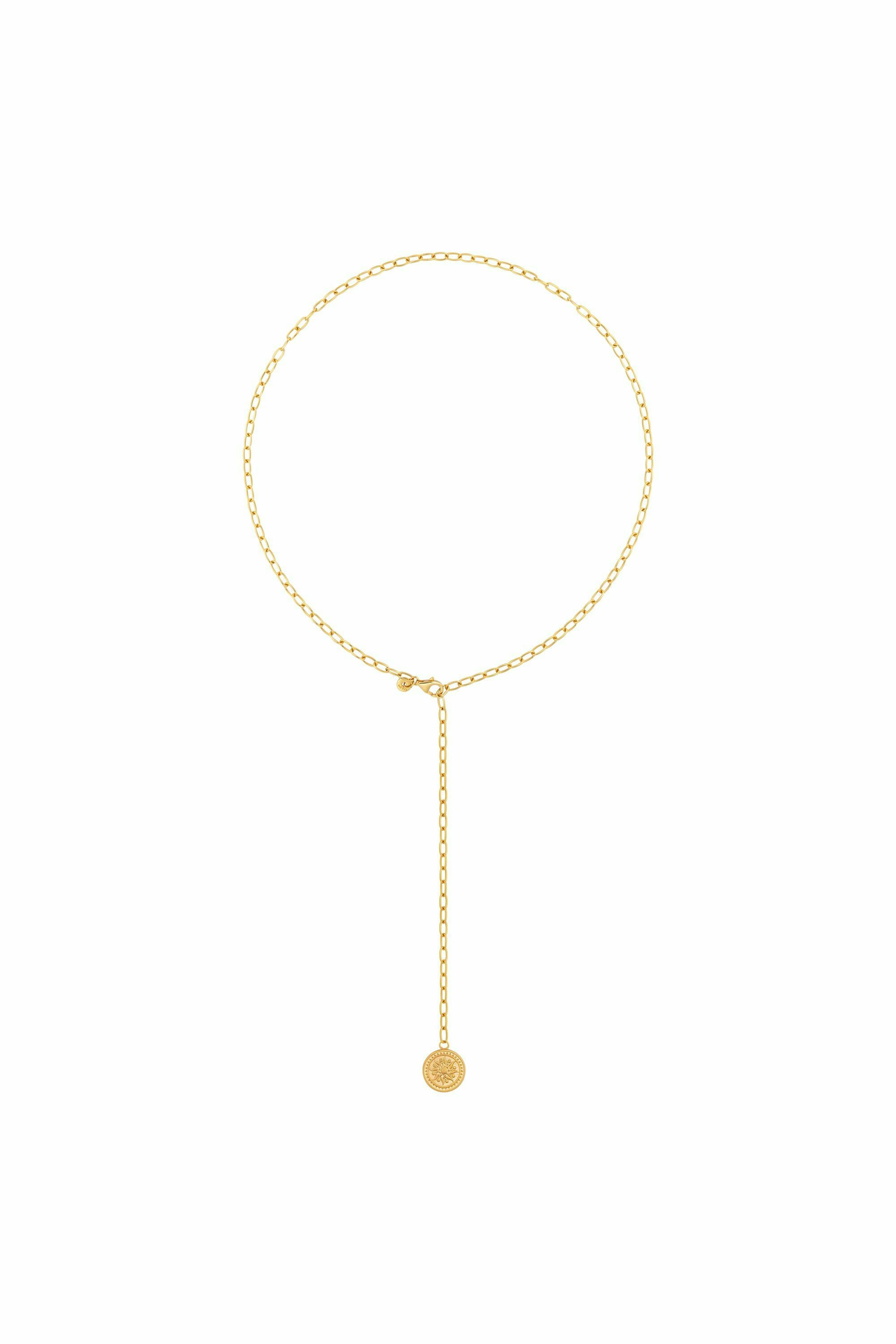 Collier 925 Silber Kette Y-Kette vergoldet Münze Sonne Karma 41184820723806 – Bild 2