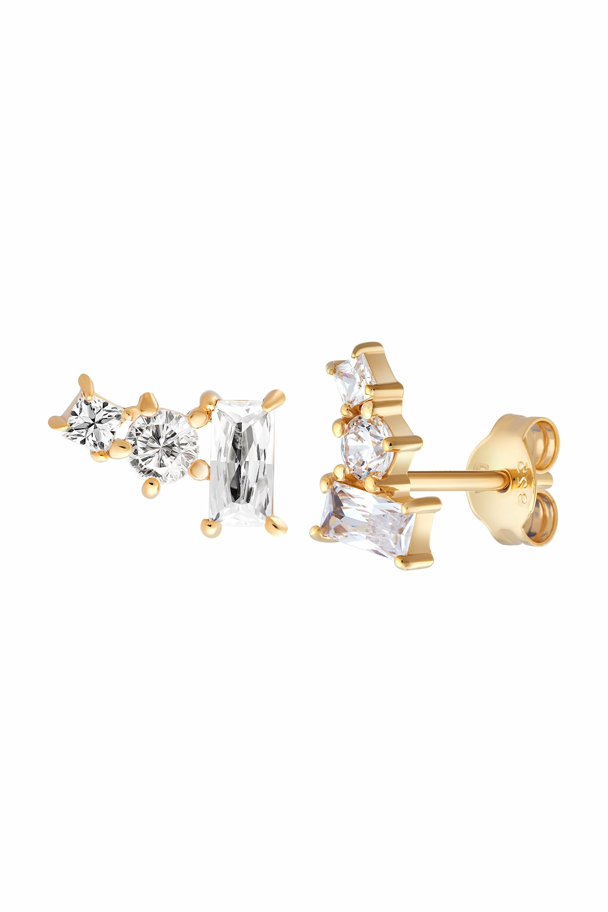 Ohrstecker 925 Sterling Silber gelb vergoldet Zirkonia 41185086472286