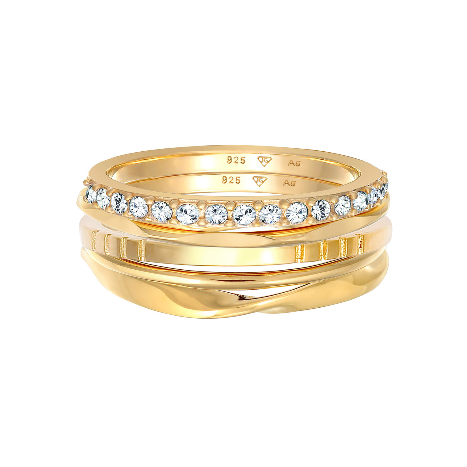 Ring Stapelringe Bandringe 5er Set 925 Sterling Silber, mit Kristallen von Swaro... Ring Stapelringe Bandringe 5er Set 925 Sterling Silber, mit Kristallen von Swaro...