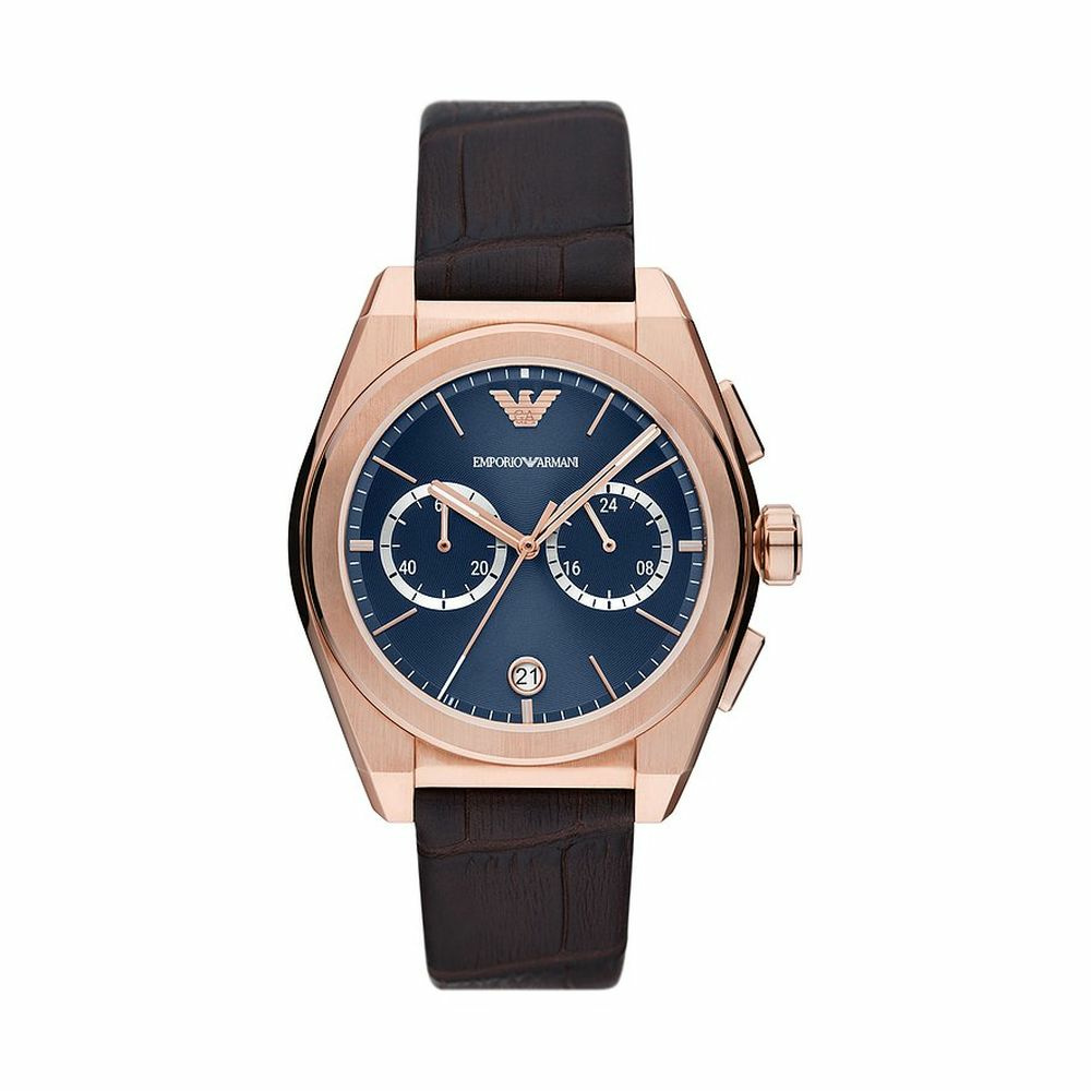 Emporio Armani Herren Armbanduhr Chronograph Blau/Roségold AR11563 – Bild 2