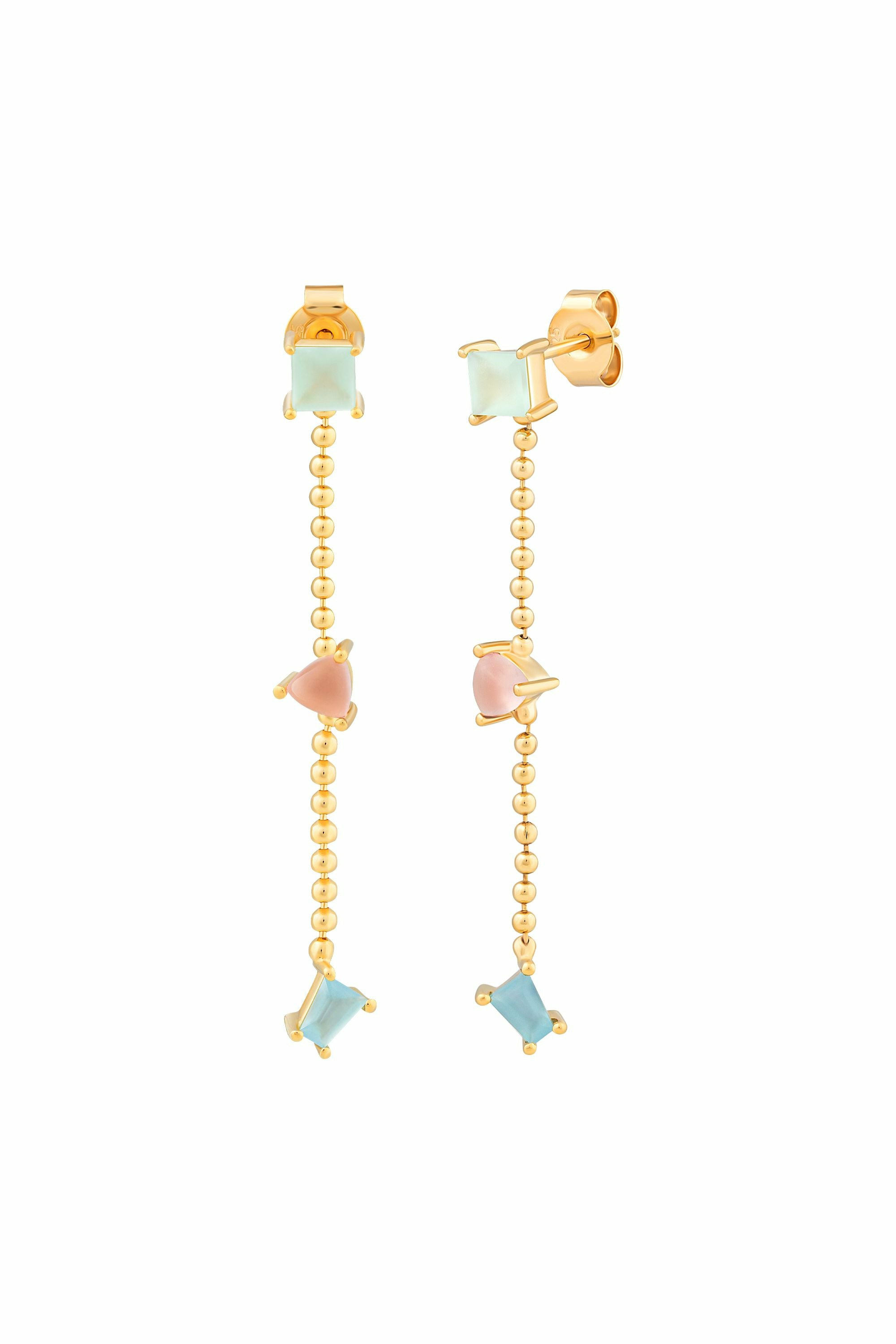 Ohrhänger 925 Silber vergoldet Echtsteine Pastell 41185109999710 – Bild 3