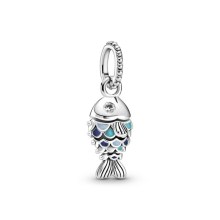 Pandora Damen Anhänger Fisch Charm mit blauen Schuppen SIlber 7994258C01 Pandora Damen Anhänger Fisch Charm mit blauen Schuppen SIlber 7994258C01