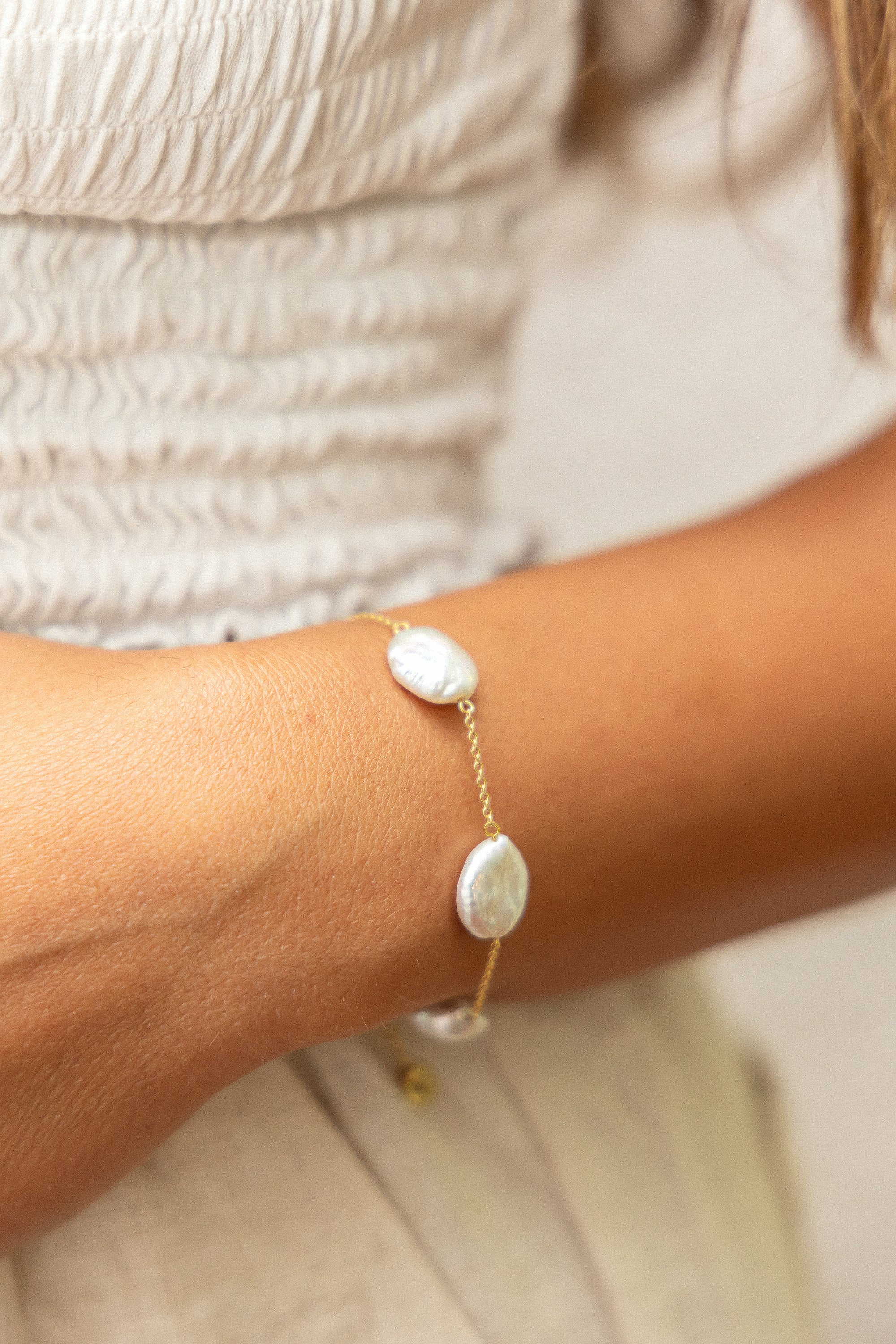 Armband 925 Silber vergoldet flache Süßwasserzucht Perlen 41185174945886 Armband 925 Silber vergoldet flache Süßwasserzucht Perlen 41185174945886