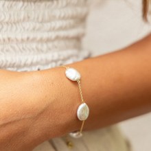 Armband 925 Silber vergoldet flache Süßwasserzucht Perlen 41185174945886 Armband 925 Silber vergoldet flache Süßwasserzucht Perlen 41185174945886