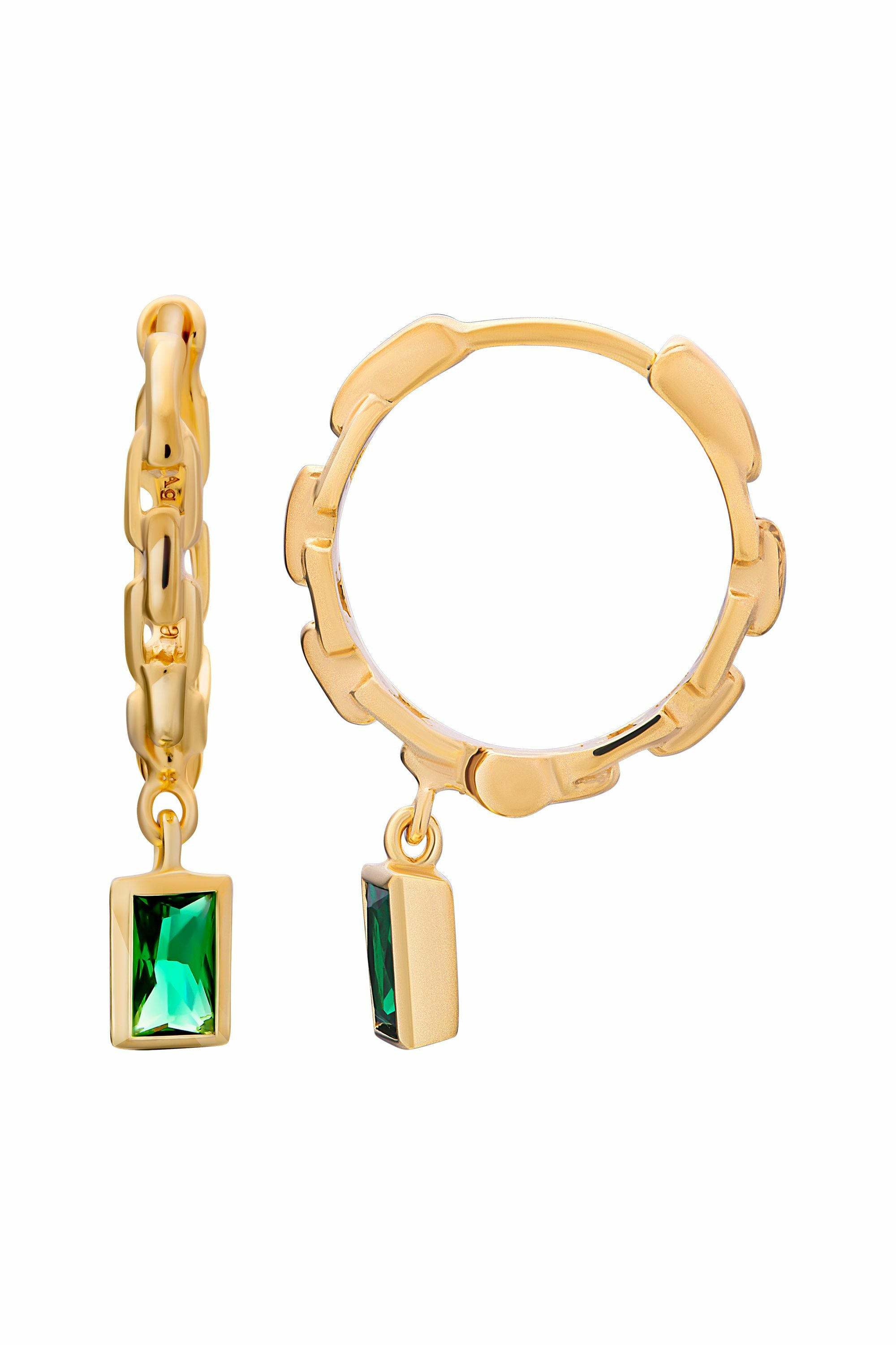 Creole 925 Sterling Silber vergoldet Kettendesign Baguette Anhänger grün 4118517... Creole 925 Sterling Silber vergoldet Kettendesign Baguette Anhänger grün 4118517...