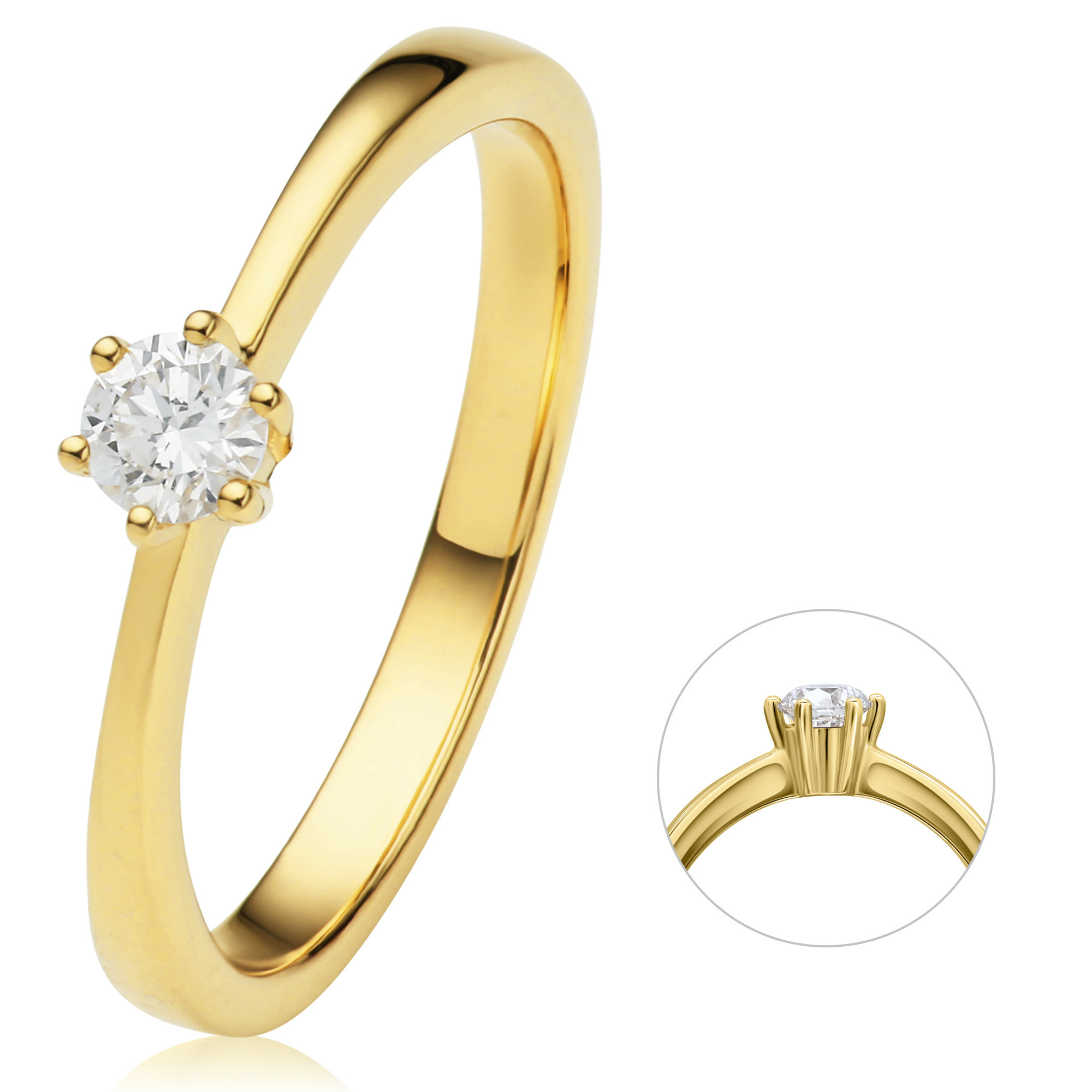 0.15 ct  Diamant Brillant Ring aus 585 Gelbgold 0.15 ct  Diamant Brillant Ring aus 585 Gelbgold
