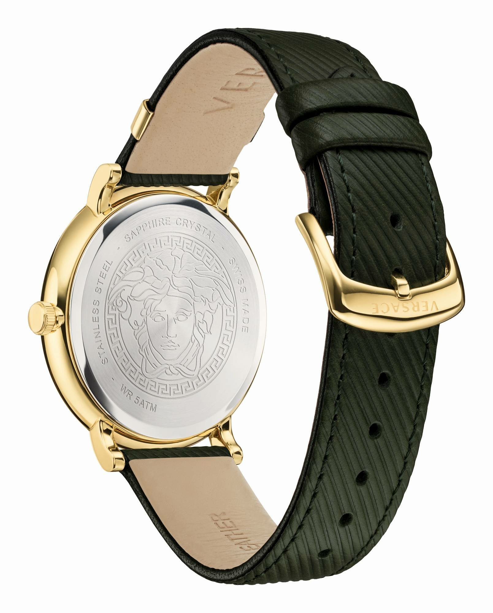 Versace Herren Armbanduhr V CIRCLE 42mm grün Leder VBQ03 0017 – Bild 3