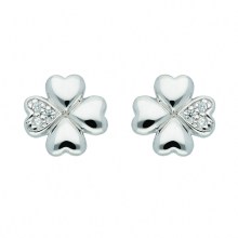 Damen 925 Silber Ohrringe  Ohrstecker Kleeblatt mit Zirkonia Damen 925 Silber Ohrringe  Ohrstecker Kleeblatt mit Zirkonia