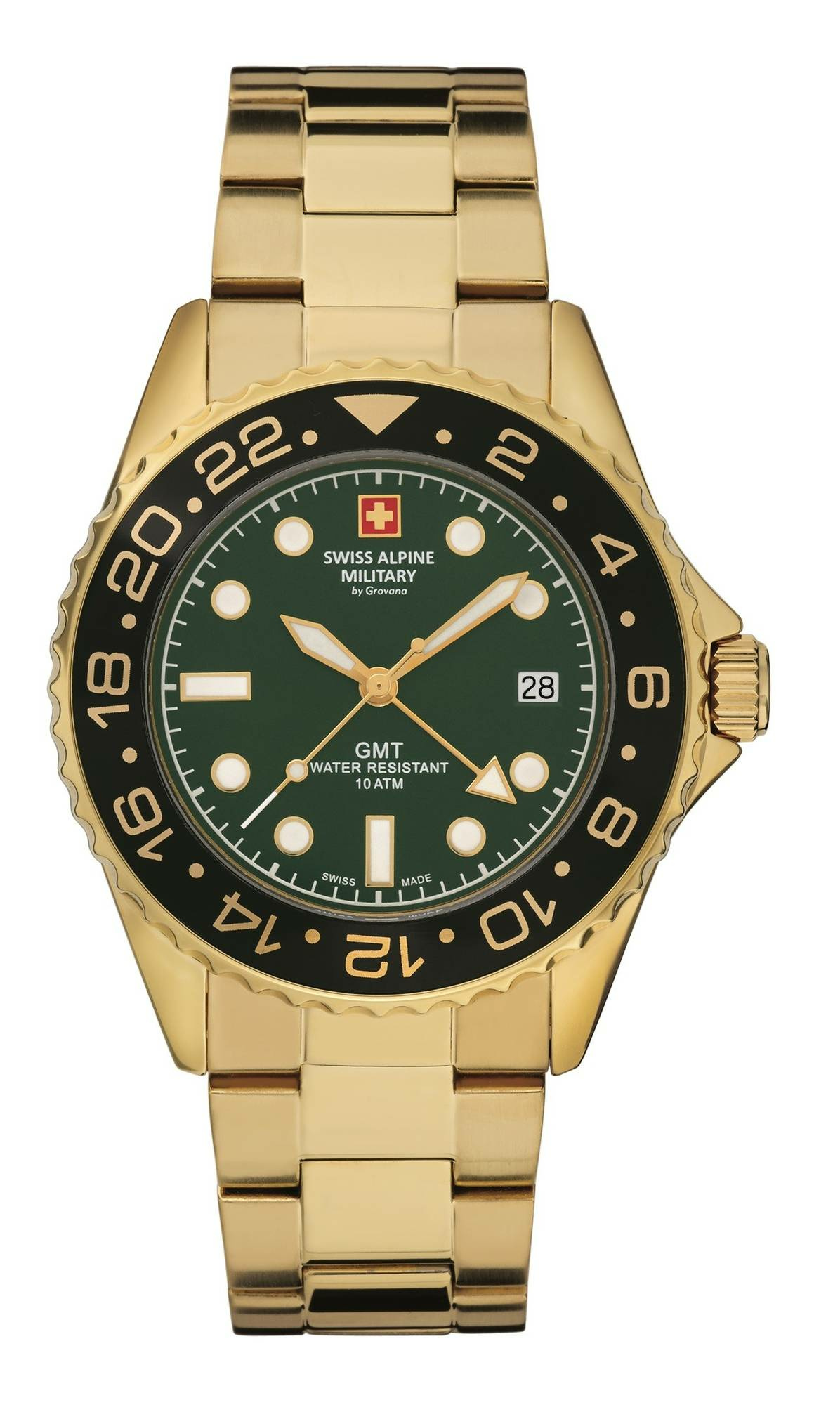 Swiss Alpine Military Herren Uhr GMT Analog Quarz 7052 Edelstahl 7052.1114 – Bild 3