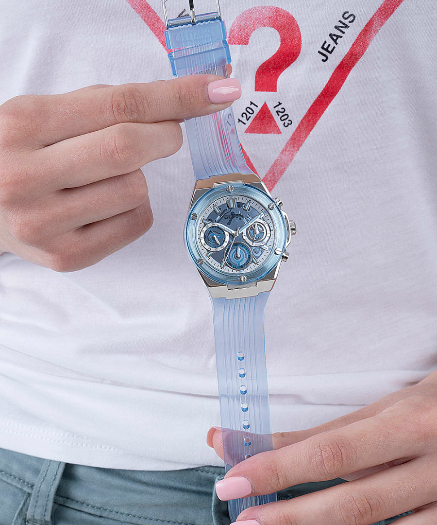 Guess Damen Armbanduhr 39 mm Armband Silikon ECO-FRIENDLY BLUE BIO-BASED GW0409L Guess Damen Armbanduhr 39 mm Armband Silikon ECO-FRIENDLY BLUE BIO-BASED GW0409L