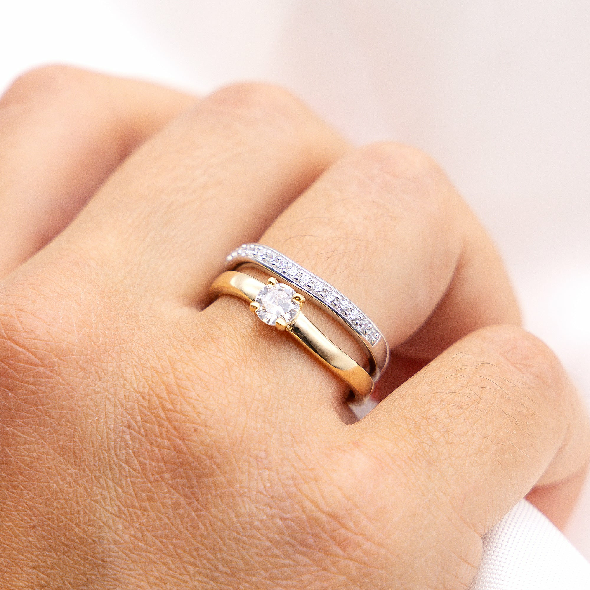 ZEEme Silver Silber 925 zweifarbig Ring Set mit Zirkonia weiß Ring 4167889967523... – Bild 2