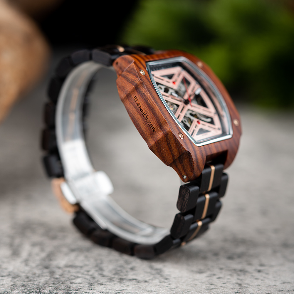 Edenhölzer Herren Holzuhr Skeleton Automatik Sal ED090-002 Edenhölzer Herren Holzuhr Skeleton Automatik Sal ED090-002