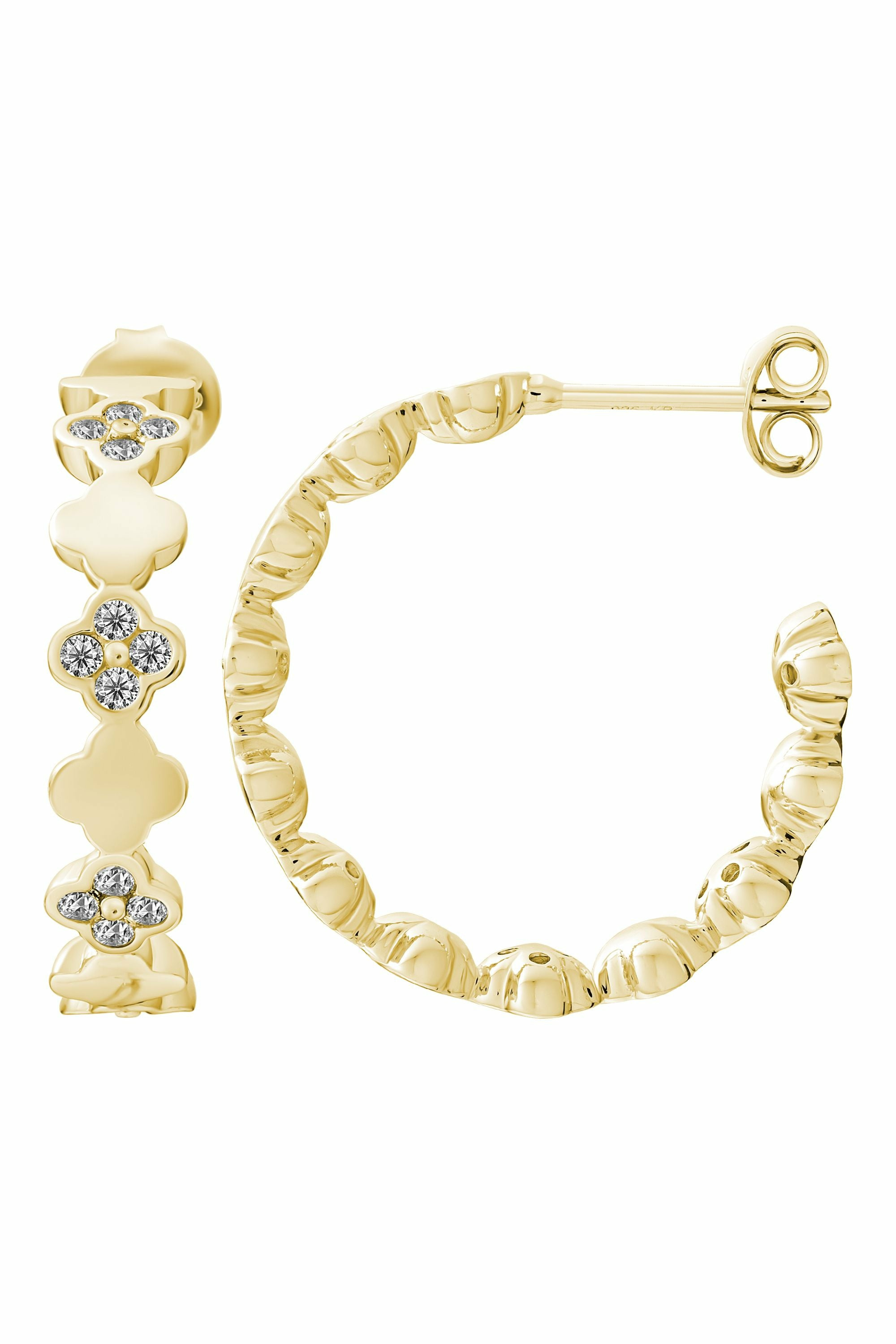 Creolen 925 Sterling Silber vergoldet Kleeblatt Zirkonia 41185170325598 Creolen 925 Sterling Silber vergoldet Kleeblatt Zirkonia 41185170325598