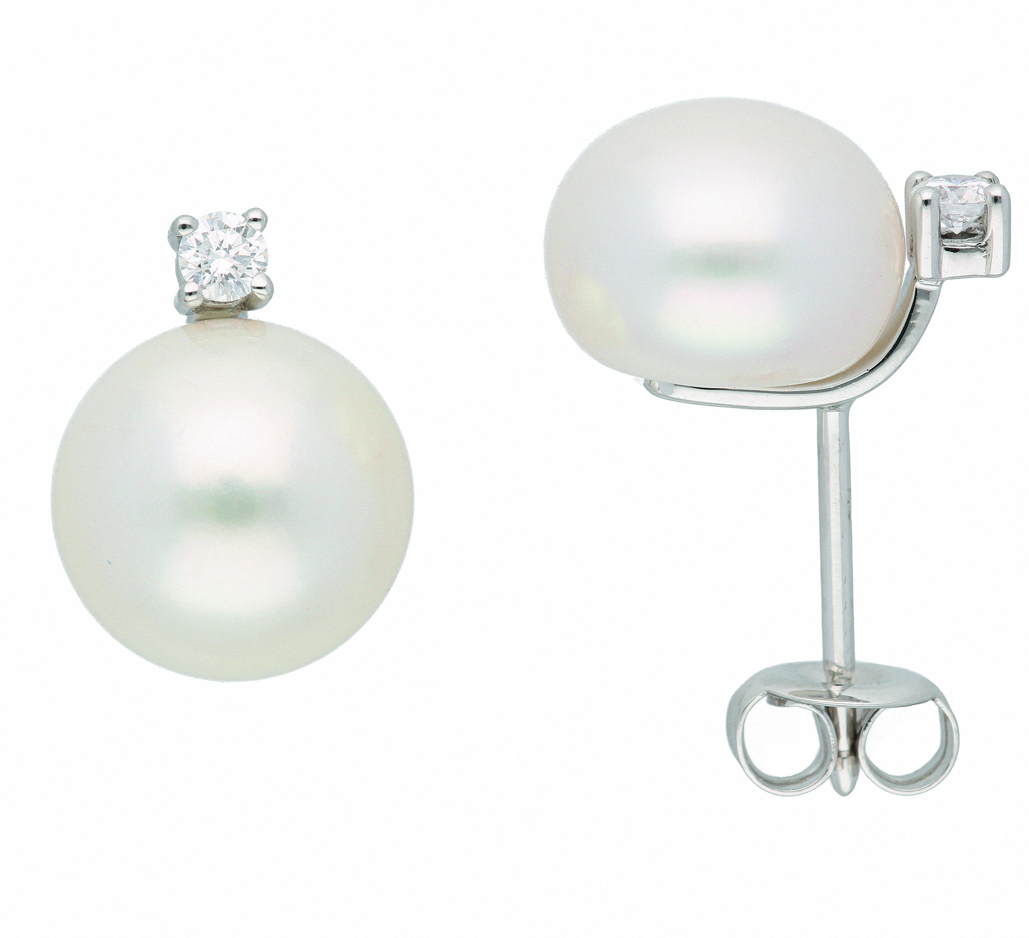 Damen 585 Weißgold Ohrringe  Ohrstecker mit Süßwasser Zuchtperle Damen 585 Weißgold Ohrringe  Ohrstecker mit Süßwasser Zuchtperle
