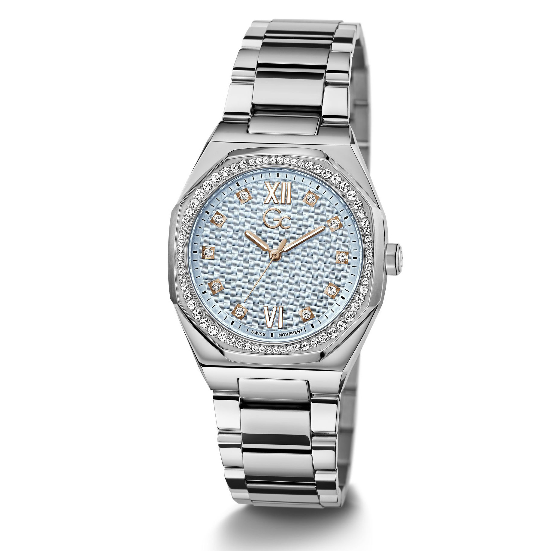 GUESS Collection GC Damen Armbanduhr Coussin Sleek Mid Size 34mm silber blau Z25... GUESS Collection GC Damen Armbanduhr Coussin Sleek Mid Size 34mm silber blau Z25...