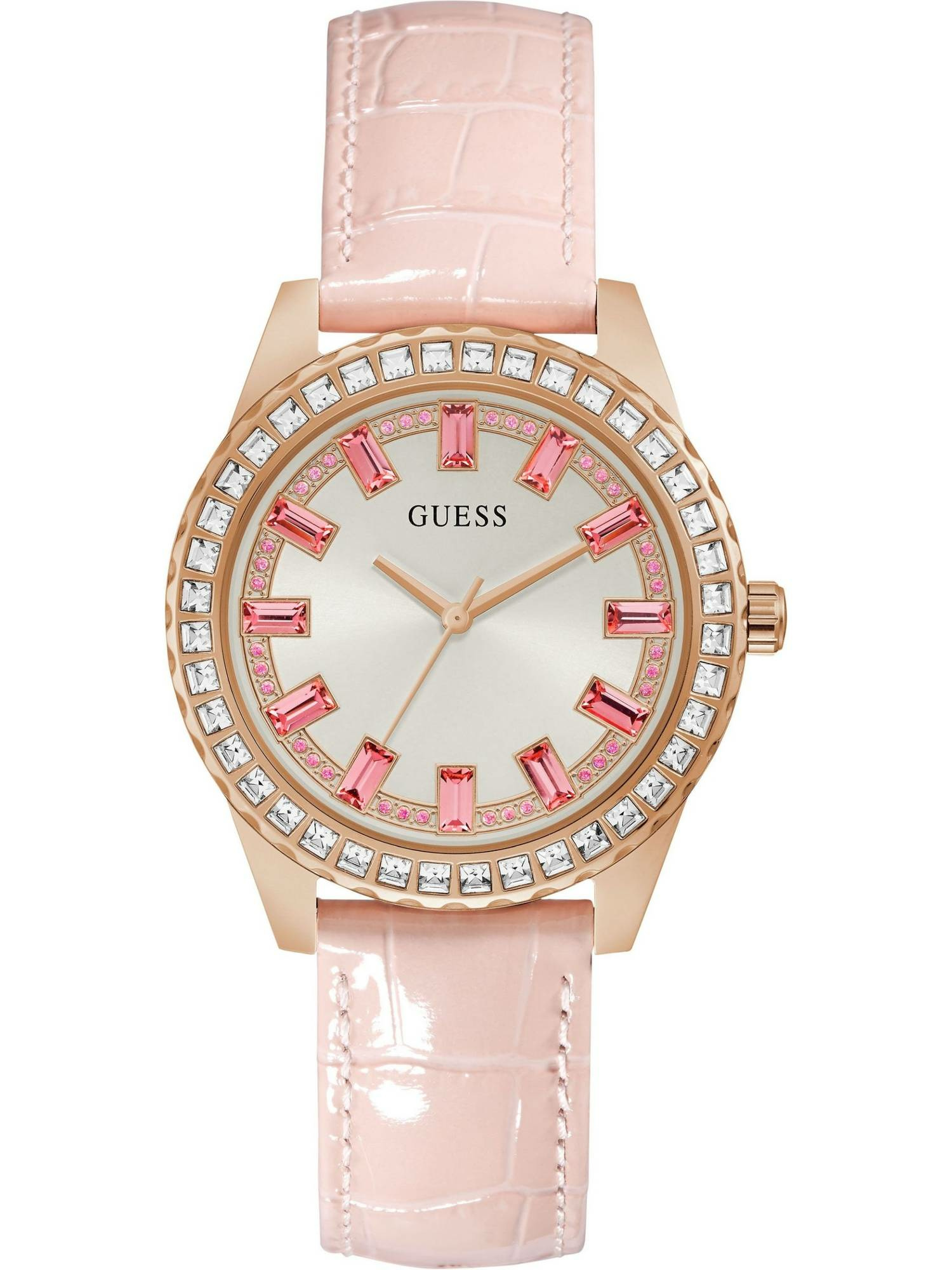 Guess Damen Armbanduhr Leder Armband SPARKLING PINK GW0032L2 – Bild 3