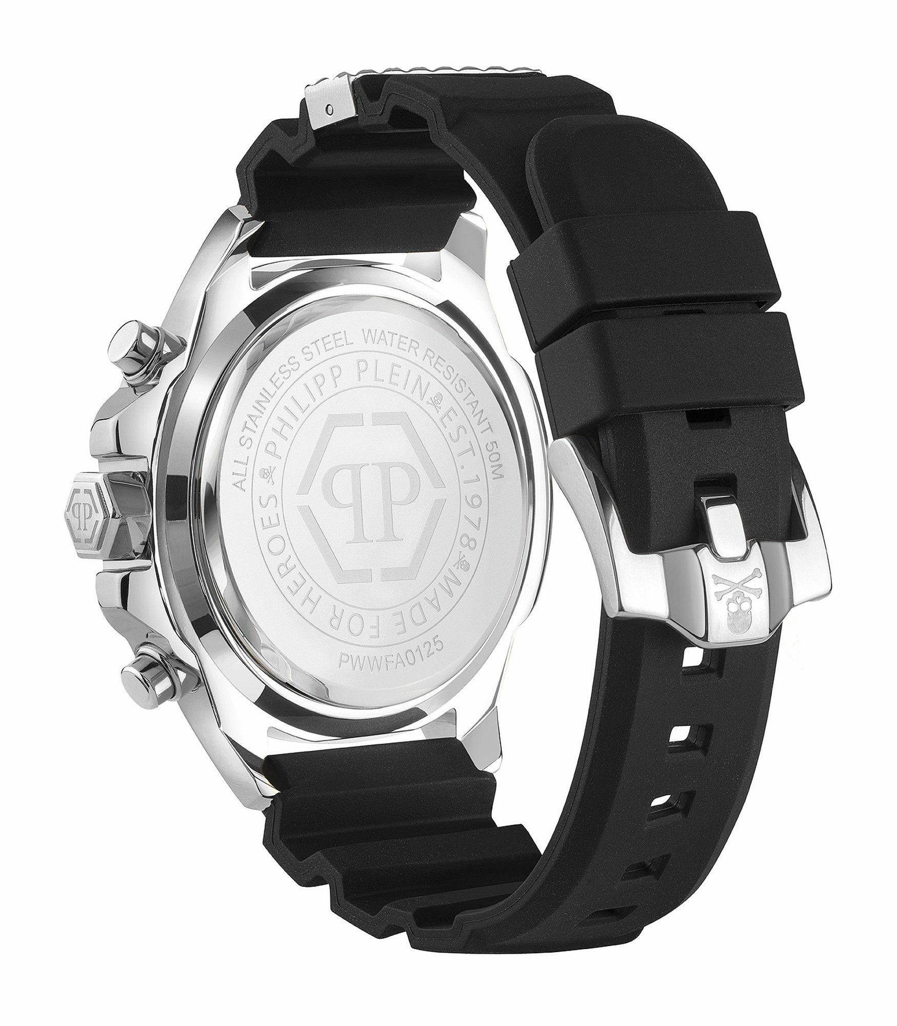 Philipp Plein Herrenuhr The $kull Chrono Schwarz/Silber PWWFA0125 – Bild 3