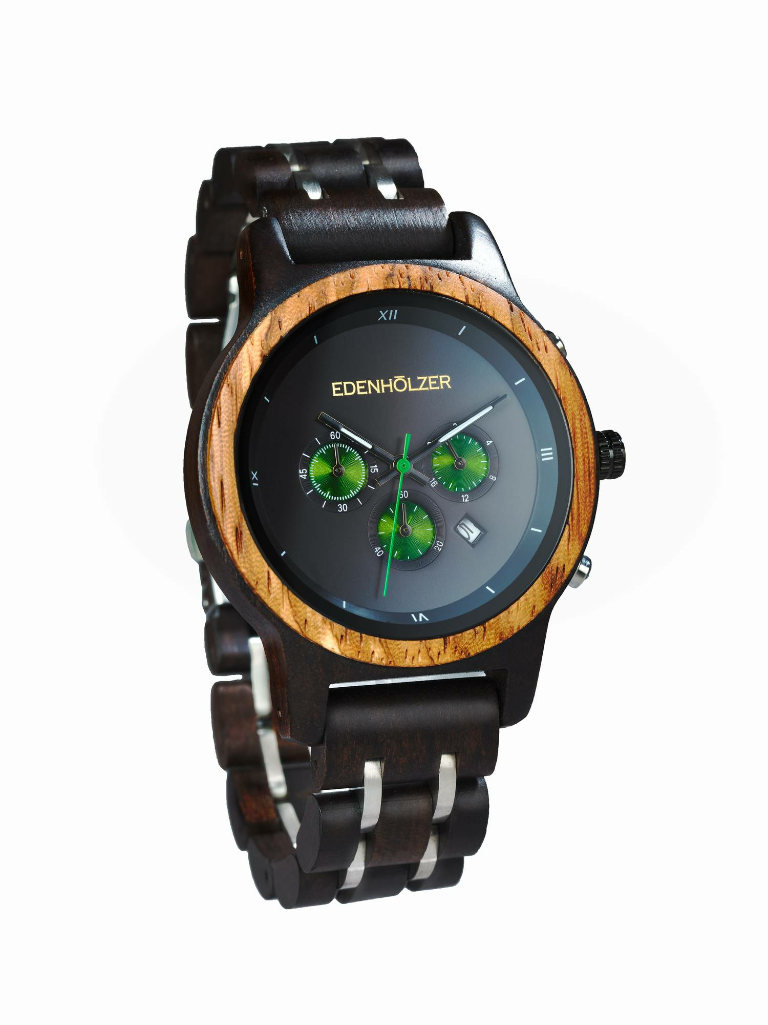 Edenhölzer Holzuhr Damen Holzarmband Chronograph St. Lucia – Bild 3