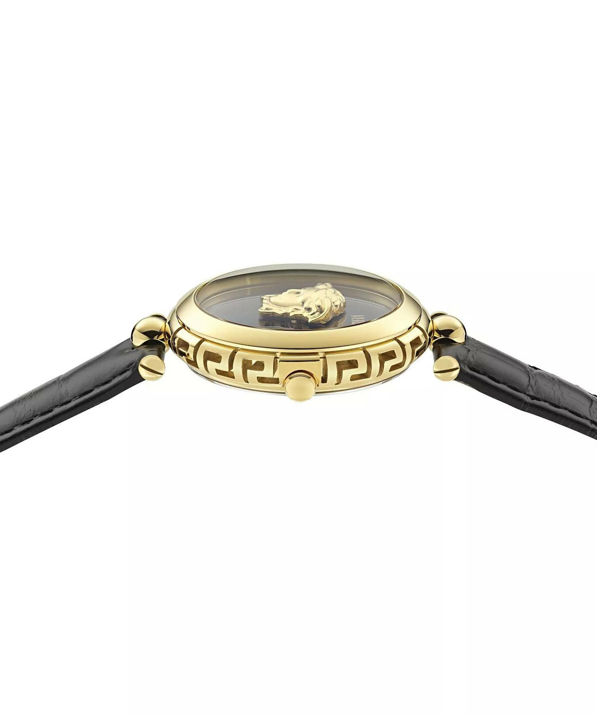 Versace Damenuhr Medusa Heritage Schwarz/Gold Lederband VE9D00124 – Bild 3