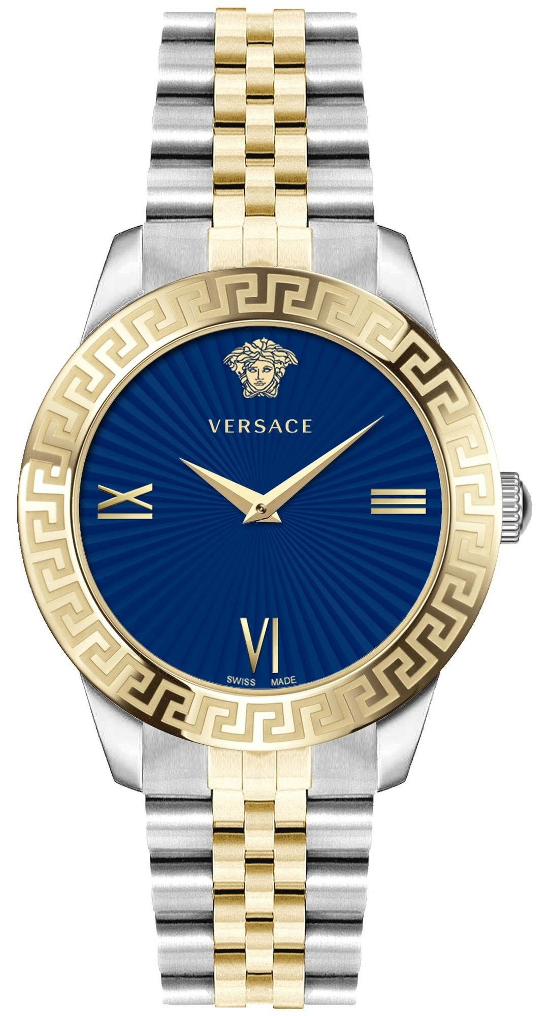Versace Greca Signature Damenuhr gold/silber Edelstahl blau Zifferblatt 38mm VEV... – Bild 2