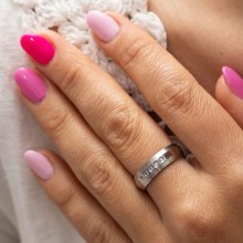 ZEEme Stainless Steel Edelstahl glanz/matt mit weißem Zirkonia Ring 416793169429... ZEEme Stainless Steel Edelstahl glanz/matt mit weißem Zirkonia Ring 416793169429...