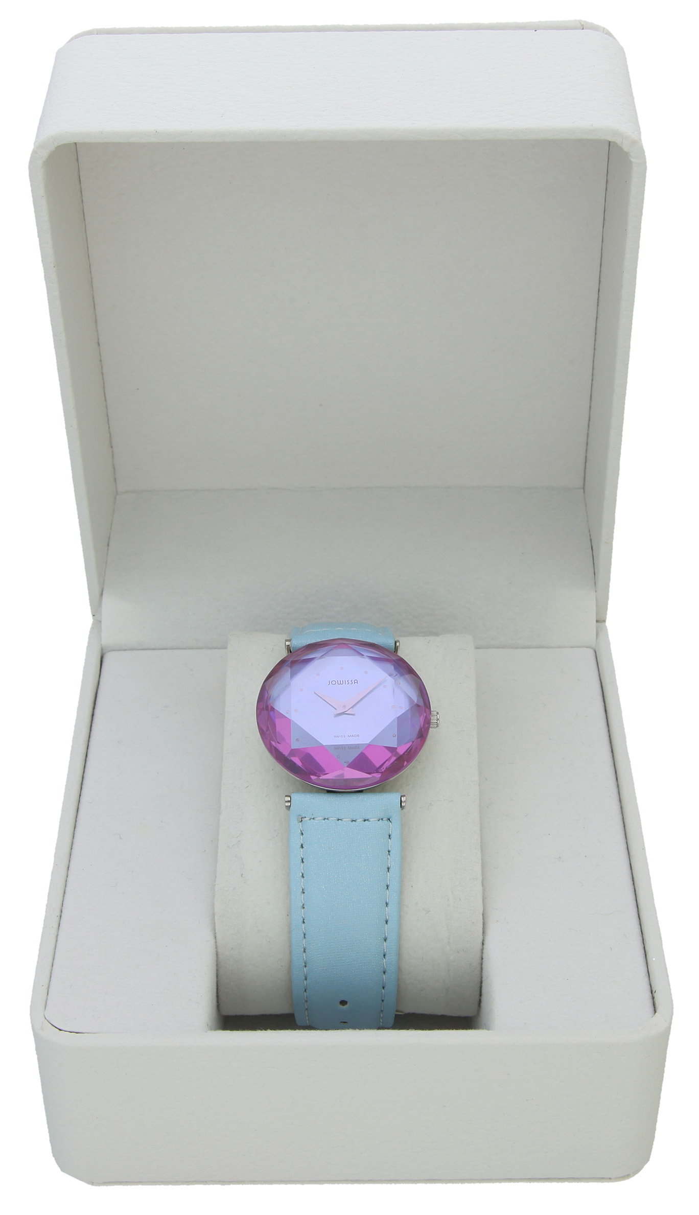 Jowissa Damenuhr Cubic Zirkonia Lederarmband blau J6.029.M – Bild 3